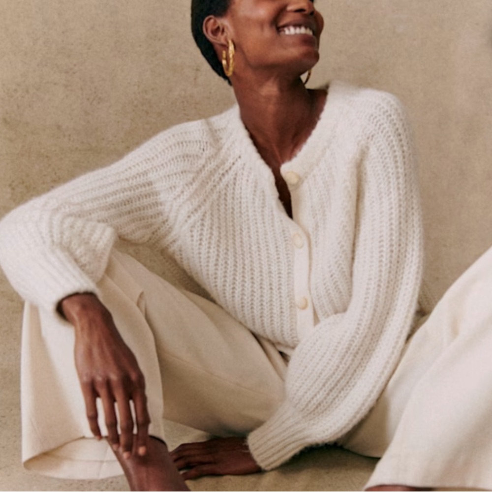 Sézane Cream Chunky Knit Button Cardigan